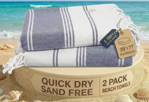 Miniatura 51 de LANE LINEN - Paquete de 4 toallas de playa de gran tamaño, toalla de piscina prelavada, extragrande, de secado rápido y sin arena, toalla de viaje