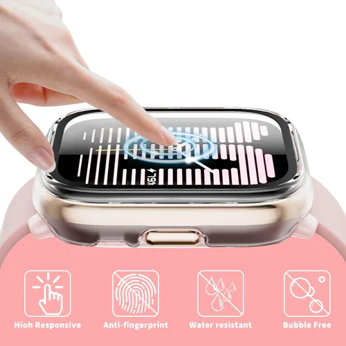 Miniatura 4 de Rc-Z Paquete de 2 fundas protectoras de pantalla para reloj inteligente Amazfit Active, parachoques duro de policarbonato integrado, película
