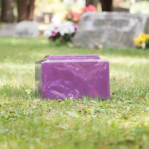 Miniatura 2 de Urna de cremación clásica de mármol cultivado de amatista para cenizas, morado, urna de cremación de tamaño adulto para cenizas humanas, entierro