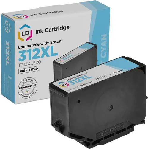 LD Productos Cartucho de tinta remanufacturado Reemplazo para Epson 312XL T312XL520 Alto Rendimiento (Cian Claro) Compatible con la siguiente