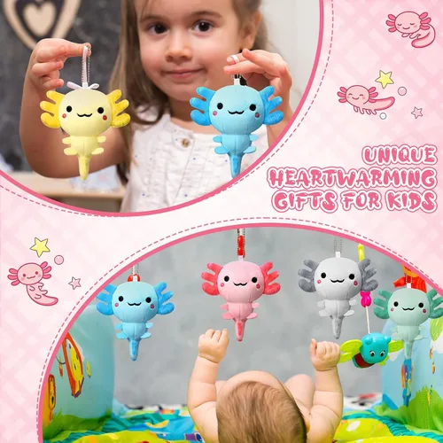 Miniatura 5 de Poen 8 piezas de llavero de ajolote de peluche de 4 pulgadas para niños, premios de fin de año escolar, videojuegos, recuerdo de fiesta, jardín