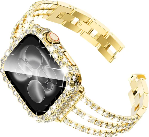 Miniatura 15 de Surace - Correa compatible con Apple Watch de 1.57 pulgadas para mujer series 6, 5 y 4, brazalete de eslabones brillantes con diamantes de brillo