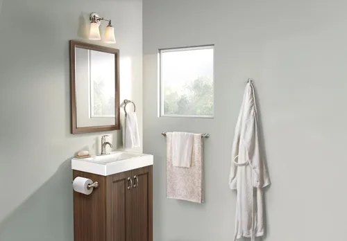 Miniatura 3 de Moen Wellton - Colección de accesorios de baño de 4 piezas de níquel cepillado, incluye anillo para toallas, gancho para bata, barra de toallas