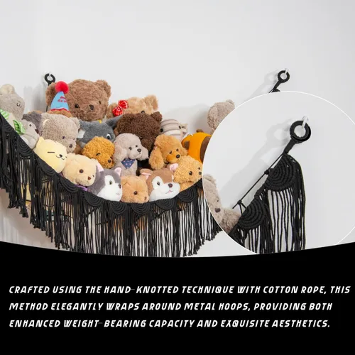 Miniatura 4 de Amdermi Hamaca de animales de peluche, red colgante de esquina para organizador de juguetes, sala de juegos, hamaca de juguete de animales de Crema