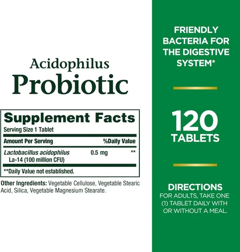 Miniatura 2 de Nature's Bounty Lactobacillus Acidophilus - Suplemento probiótico diario para mujeres/hombres, salud digestiva, 100 millones de organismos