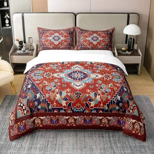 Miniatura 26 de Juego de ropa de cama 100% algodón exótico con funda de edredón individual, diseño tribal, suroeste americano, étnico, bohemio, abstracto