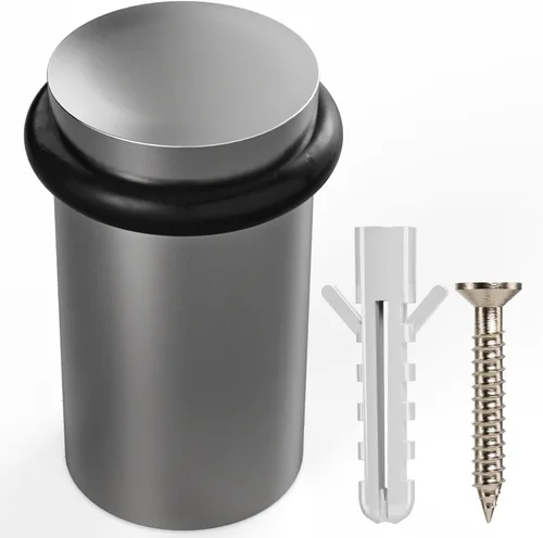 NYCO - Tope de puerta cromado para piso - Topes de puerta modernos de acero sólido elegante y resistente - Tornillo de anclaje para montaje en piso