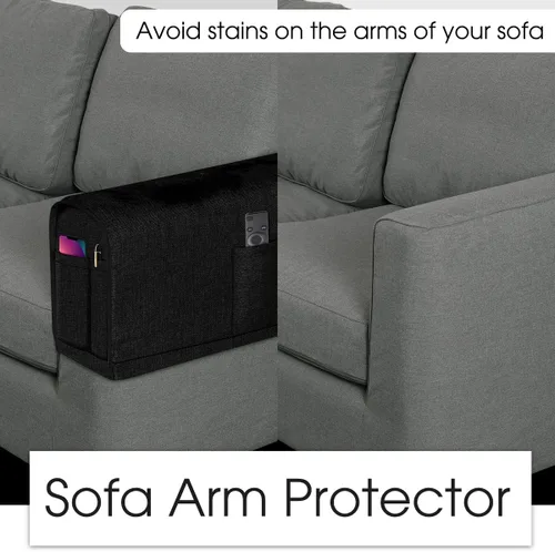 Miniatura 5 de Joywell Fundas de lino para reposabrazos de sala de estar, protector antideslizante de sofá para perros, gatos y mascotas, funda para sillón