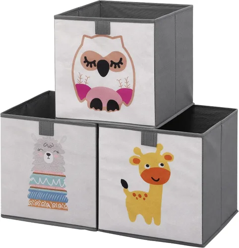 Miniatura 2 de Navaris Cubos de almacenamiento para niños, juego de 3 cubos organizadores de tela para niños, cubo de tela plegable para dormitorio de niños, Verde