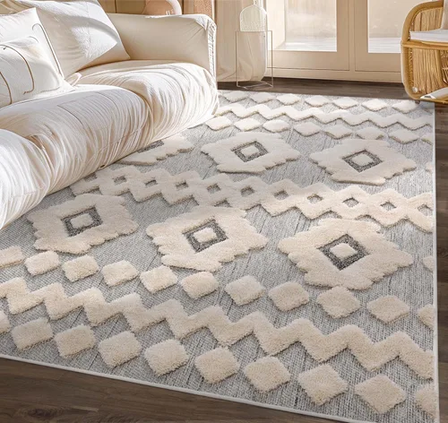 Miniatura 10 de Alfombra de área Bellagio Chiara Tribal marroquí de tejido plano irregular 5'3" x 7'3
