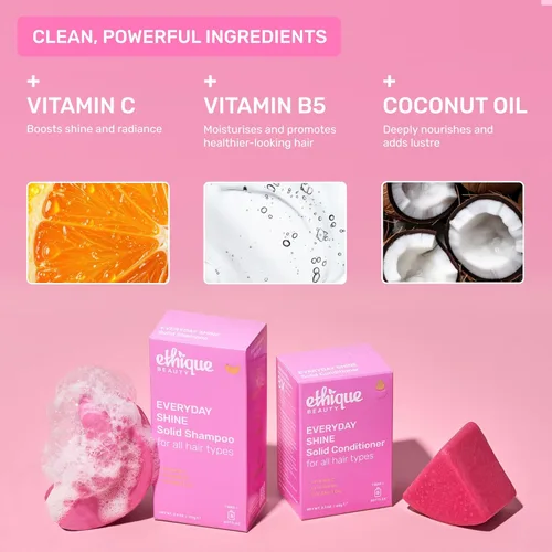 Miniatura 3 de Ethique Beauty Everyday - Juego de barra de champú y acondicionador para cabello brillante con vitamina C, sin plástico, vegano, sin crueldad