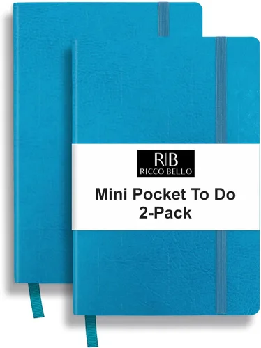 Miniatura 10 de RICCO BELLO - Cuaderno de lomo pegado con marcador Sin fecha, piel sintética, soporte para bolígrafo, planificador de productividad