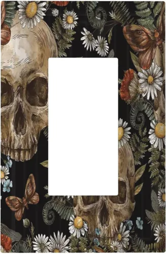 Miniatura 128 de Cubierta decorativa para interruptor de luz, diseño de pájaros y flores florales en blanco y negro, 2 bandas, cubierta decorativa para pared, placa