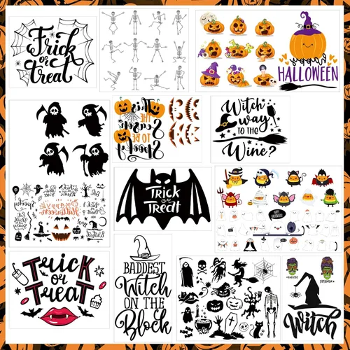 Miniatura 8 de 21 hojas de transferencia para planchar de Halloween para camisetas de Halloween, transferencia Dtf, parches listos para planchar, calcomanías