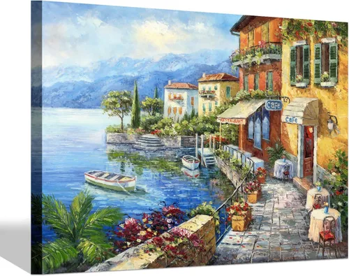 Miniatura 13 de SD SOFT DANCE Lienzo decorativo para pared de pueblo italiano, pintura de pueblo costero, reproducción de obras de arte para sala de estar