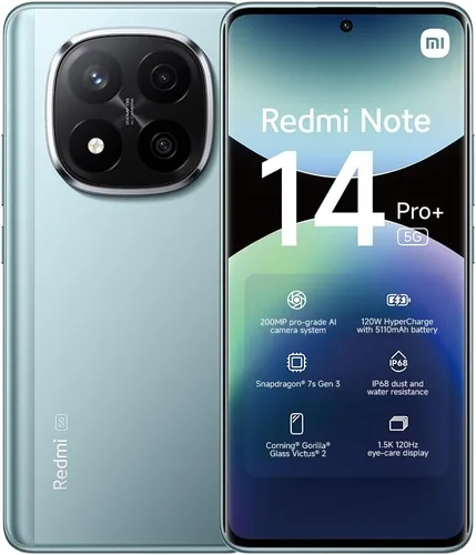 XIAOMI Redmi Note 14 Pro+ Plus 5G + 4G LTE (para Tmobile Mint Tello & Global) (512 GB + 12 GB) NFC 6.67 pulgadas 120Hz 200MP Pro AI Modelo