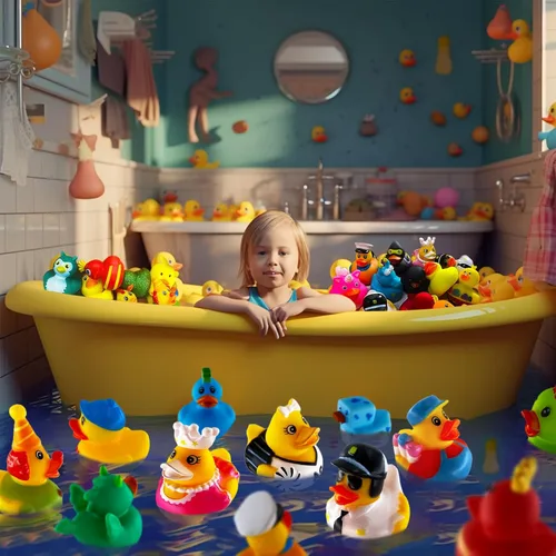 Miniatura 7 de Paquete de 50 patos de goma a granel, surtido de patos para Jeep Ducking Floater Duck Juguetes de Baño Recuerdos de Fiesta