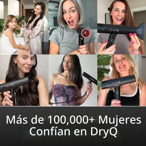 Miniatura 8 de SRILabs DryQ - Secador de pelo 'Smart', súper ligero, plegable, motor potente, silencioso, tecnología infrarroja e iónica, 3 accesorios magnéticos