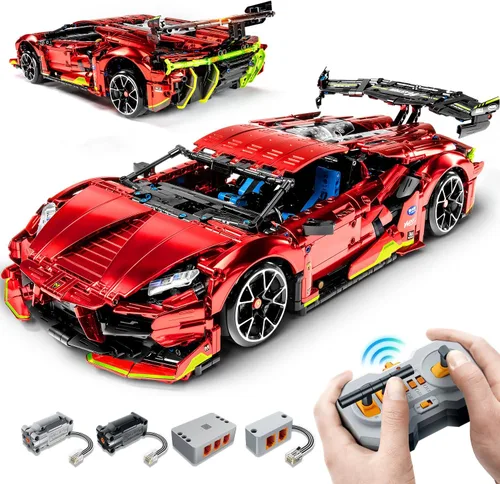 Conjuntos de construcción de autos deportivos chapados BAV con chasis eléctrico y elevación, modelo de construcción coleccionable para adultos, auto