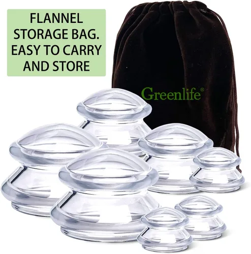 Miniatura 7 de GreenLife Juegos de terapia de ventosas, juego de tazas de silicona firme (7 tazas), herramienta de masaje profesional para aliviar el dolor
