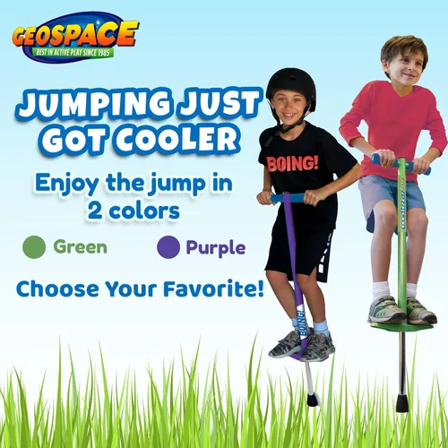 Miniatura 6 de Geospace Jumparoo BOING! JR. Steel POGO STICK by Air Kicks, pequeño para niños de 50 a 90 libras, diversión activa al aire libre que promueve