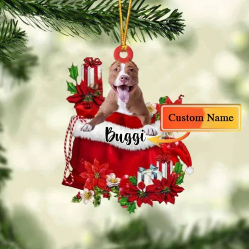 Miniatura 147 de Perro Akita Inu personalizado en bolsa de regalo, adorno de Navidad, nombre personalizado, regalo para amantes de los perros, familia, Navidad