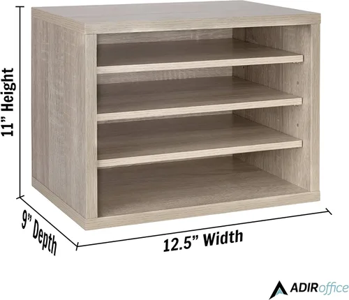 Miniatura 4 de AdirOffice Organizador de escritorio con estantes, estantes apilables de madera de 4 niveles, organizador de correo de archivos, almacenamiento