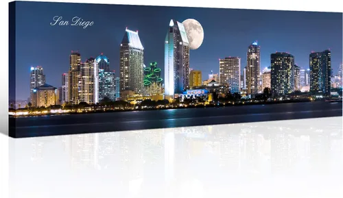 Miniatura 50 de Atlanta Skyline - Arte de pared para sala de estar, lienzo de paisaje urbano, decoración moderna para el hogar, imágenes panorámicas, edificio