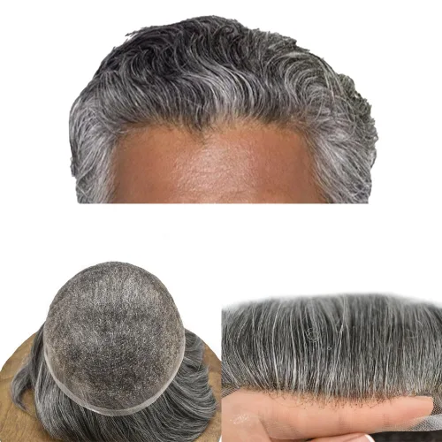 Miniatura 55 de Tupé para hombres cabello humano real sistema de cabello para hombre encaje francés completo 100% cabello humano postizos para hombres pieza de pelo