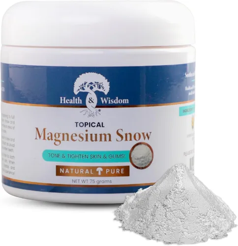 Health and Wisdom Magnesium Snow - Polvo de carbonato de magnesio fino para el cuidado facial, corporal y bucal - Absorción mejorada para tonificar,
