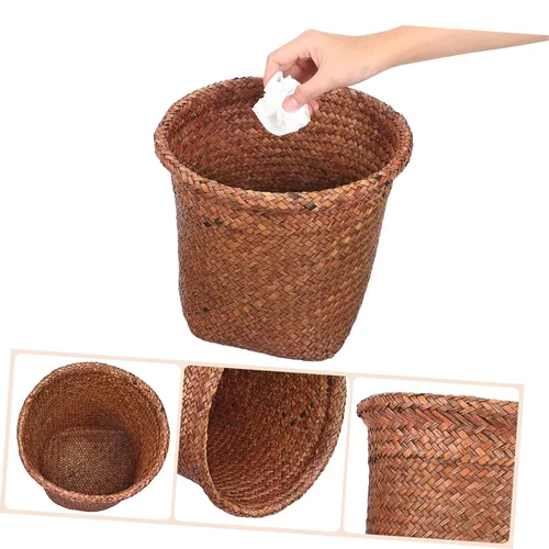 Miniatura 3 de Cubo de basura pequeño para basura, cesta de basura tejida para el hogar, oficina, baño, cocina, debajo del escritorio, 26/28/33CM