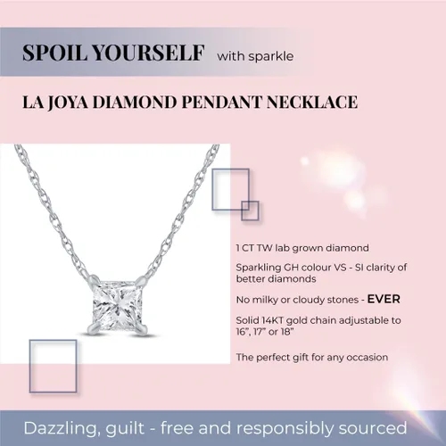 Miniatura 28 de La Joya Collares de diamantes de 1 quilate para mujer Collar de diamante solitario cultivado en laboratorio GH VS/SI Cadena de oro macizo