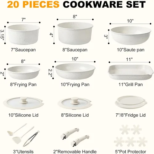 Miniatura 8 de Sartén antiadherente de 8 pulgadas con tapa, sartén híbrida antiadherente de acero inoxidable con mango de enfriamiento permanente, sin PFOA,