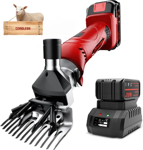 Miniatura 7 de 2025 Tijeras para ovejas mejoradas 500W, cortauñas eléctricos profesionales, kit de aseo para ganado de granja, 6 velocidades tijeras eléctricas