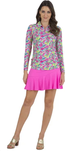 Miniatura 3 de IBKUL Athleisure Wear 48378 - Protector solar UPF 50+ Icefil Cooling Tech Rachel Print Polo de manga larga con cremallera