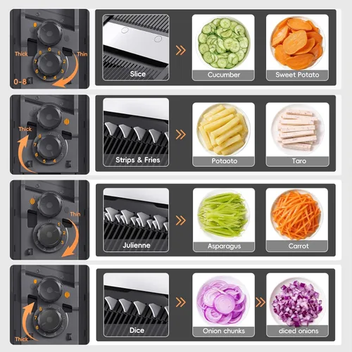 Miniatura 2 de ONCE FOR ALL Safe Mandoline Slicer Pro, 4ª generación, cortador de verduras de grosor ajustable para cocina, picadora de alimentos con contenedor