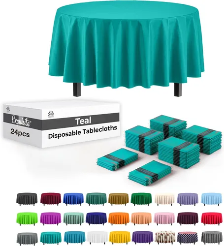 Miniatura 42 de Party Solids Mantel rectangular de plástico color azul aguamarina, 54 x 108 pulgadas, paquete de 24