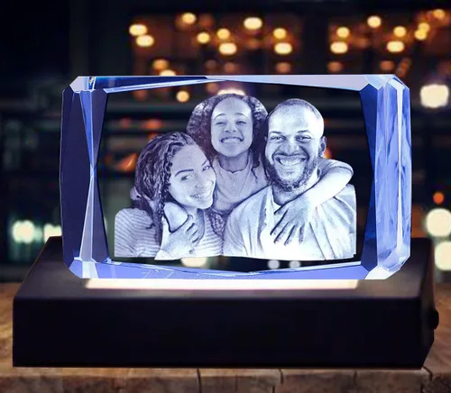 Miniatura 9 de Foto de cristal 3D con luz grabada con láser 3D, regalos personalizados para mujeres, ella, él, mamá, pareja, novia, regalos de aniversario