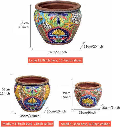 Miniatura 7 de HM&DX Maceta de cerámica, cerámica mexicana, maceta grande, pintada a mano, macetas de interior y exterior, macetas para suculentas, macetas