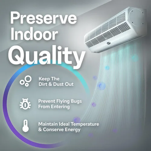 Miniatura 3 de DuraSteel Cortinas de aire montadas en la pared para puertas comerciales - Ventiladores de mosca blancos de 40 pulgadas - Ventilador sobre puerta