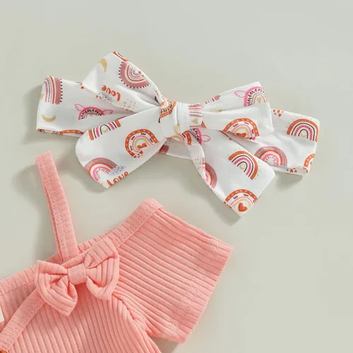 Miniatura 68 de Sejardin Ropa de verano para bebé y niña, recién nacida, manga corta, con letras, mameluco elástico con diadema