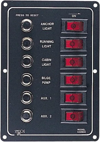Seadog 422800-1 Sea-dog - Panel de disyuntor de aluminio, 6 circuitos