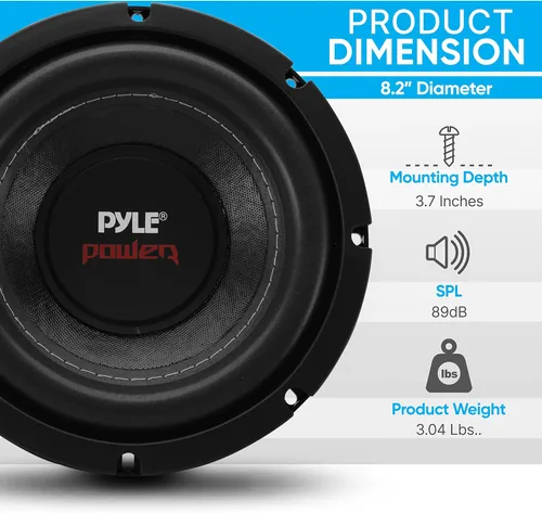Miniatura 2 de Altavoz de graves de 4 ohmios doble de 1000 W y 10 pulgadas Pyle, 8" (20 cm)