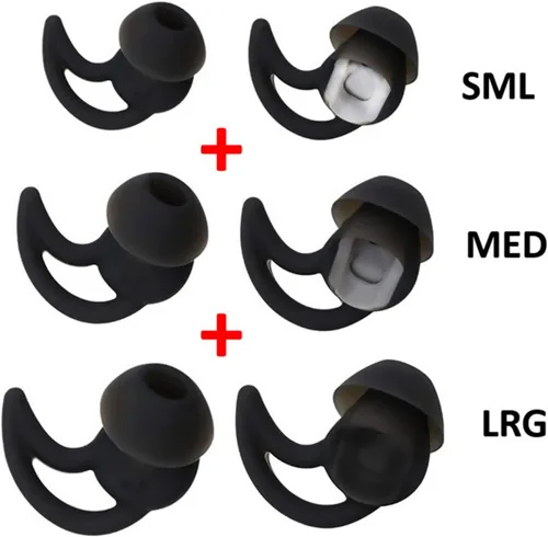 Miniatura 5 de 3 pares S/M/L de silicona de repuesto en el oído puntas de auricular Set auriculares para Bo-se QC20 QC20i SoundSport SIE2i IE2 IE3 Negro