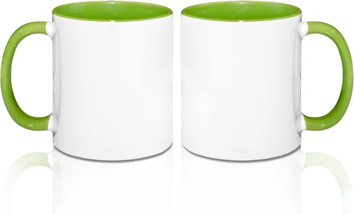 Miniatura 10 de MR.R Tazas de café en blanco de sublimación de 11 onzas, taza blanca con taza de color rojo interior y asa, juego de 2