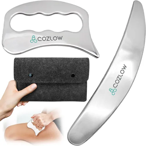 COZLOW Juego de herramientas de raspador muscular 2 en 1, herramientas de masaje para raspar la piel para terapia IASTM, Gua Sha de tejido profundo