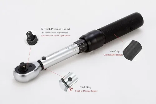 Miniatura 3 de FLZOSPER Llave dinamométrica de clic ajustable de doble dirección de 1/4 pulgadas, 17.7-221.1 ft.-lb./ 2~25 N/m