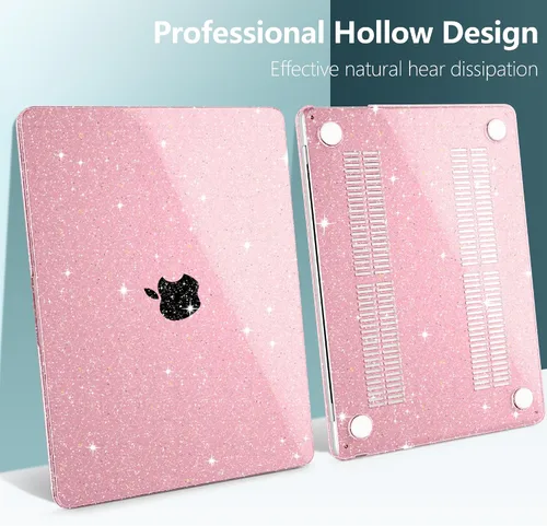 Miniatura 5 de TWOLSKOO Compatible con funda para MacBook Air M4 de 15 pulgadas versión 2025-2023 M4 A3241 M3 A3114 M2 A2941, carcasa rígida de plástico y rosado