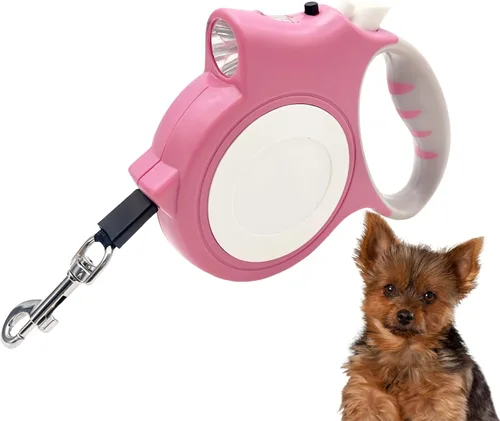 Miniatura 10 de Correa retráctil con luz LED para perros pequeños a medianos, extensible de 16 pies para paseos nocturnos seguros (negro)