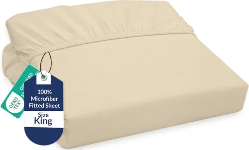 Miniatura 10 de Royale Linens Sábana Bajera King - Microfibra Cepillada Ultra Suave 1800 - Sábanas Inferiores de Lujo Hotelero - Sin Arrugas y Resistente a la Rosa